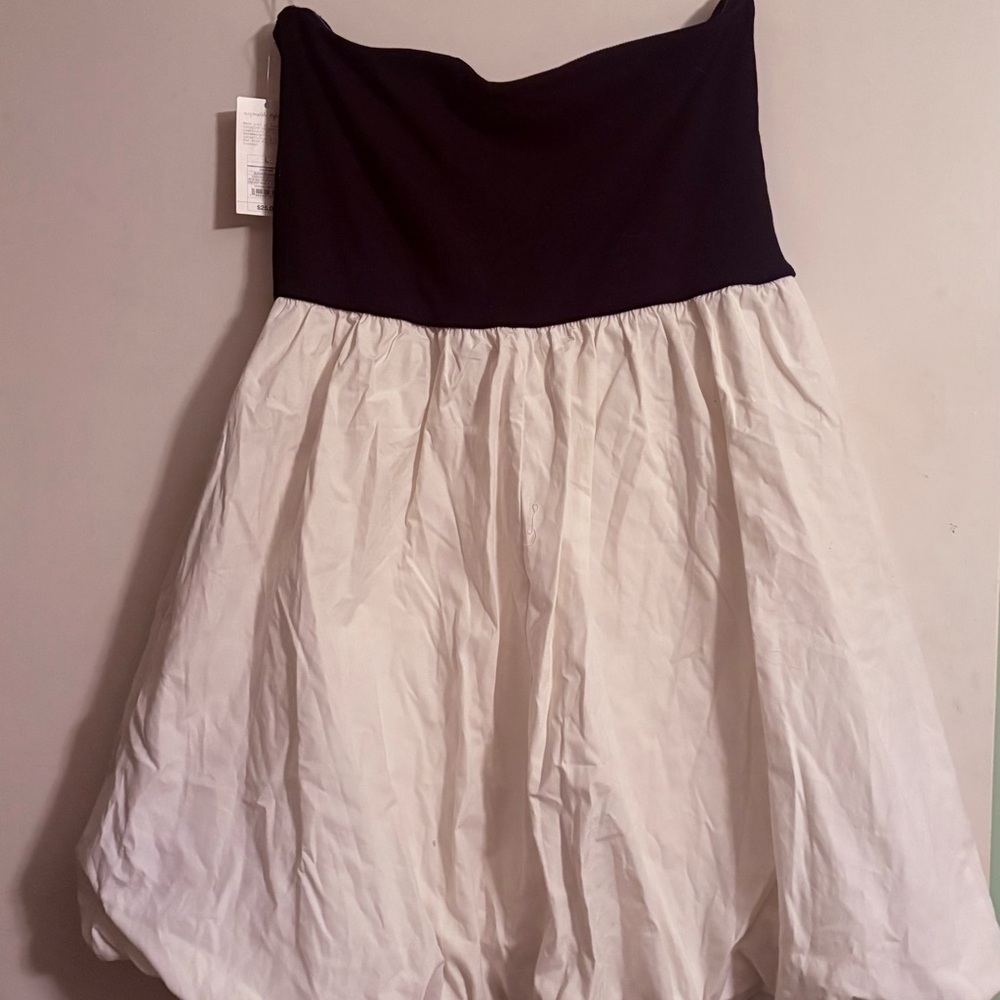 Black and White Strapless Dress
